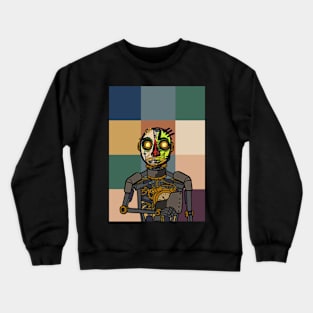 Vitalik: A Robotic Marvel in NFTs with a RobotMask, Street Eyes, Glass Skin, and Metallic Essence Crewneck Sweatshirt